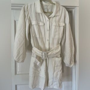 White L space romper with belt